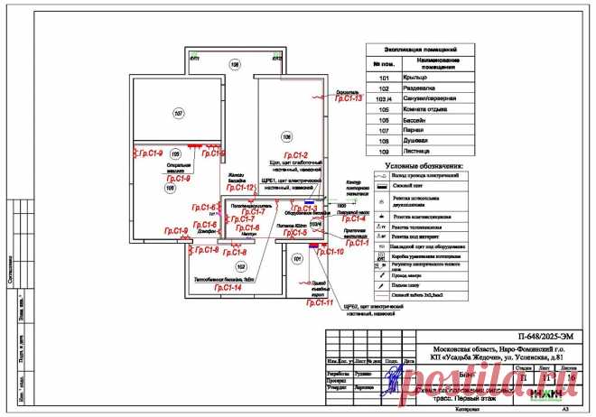 Проект электрики дома пример 1150