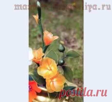 Мастера рукоделия - рукоделие для дома. Бесплатные мастер-классы, фото и видео уроки - Мастер-класс по созданию цветов из капрона: Желтый цветок для букета