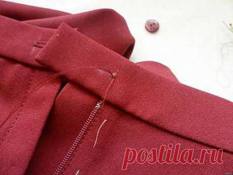 втачивание молнии в брюках ,пояс (выкроенный по прямой)