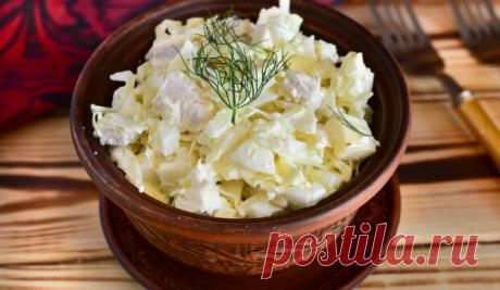 Сытный салат с курицей и капустой Быстро, вкусно и очень просто
