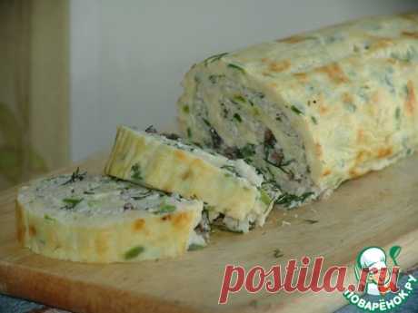 Омлет-рулет с грибами и сыром - кулинарный рецепт