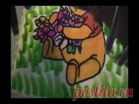 How to paint Winnie the Pooh on Gelatin - YouTube