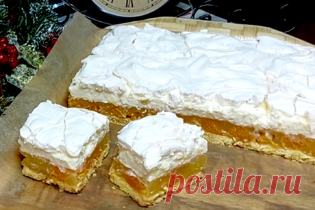 ВСЕ ПРОСТО «Мандариновое облако» — это десерт, в котором есть всё. И рассыпчатость песочного теста, и кислинка фруктового желе, и нежность сливочного крема, и лёгкая хрупкость меренги.

Ингредиенты:
Для песочного теста:


 	мука пшеничная – 180 гр.
 	сахарная пудра — 40 гр.
 	разрыхлитель теста (без го