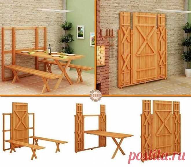 DIY планы - Экономия пространства сложить Пикник Таблица | www.FabArtDIY.com