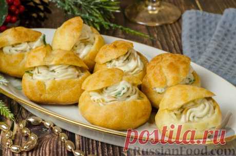 Рецепт: Закусочные профитроли с грибами и сыром на RussianFood.com