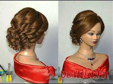 Bridal Curly Updo Hairstyles For Medium Hair.  на свадьбу, прическа на выпускной. - YouTube