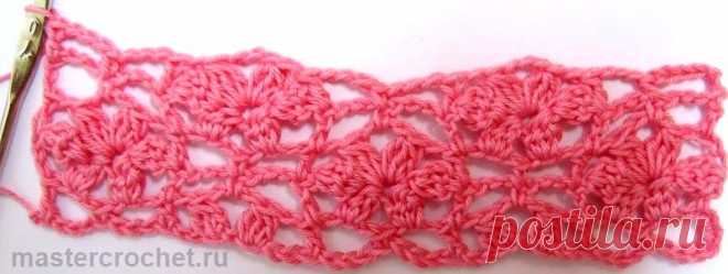 Ажурный узор крючком "Цветочная полянка".