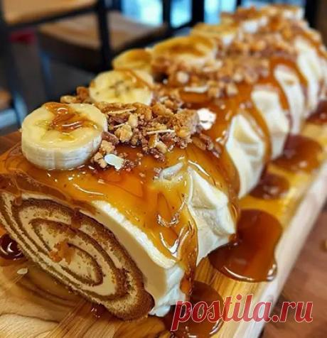 Готовим бисквитный рулет с бананами