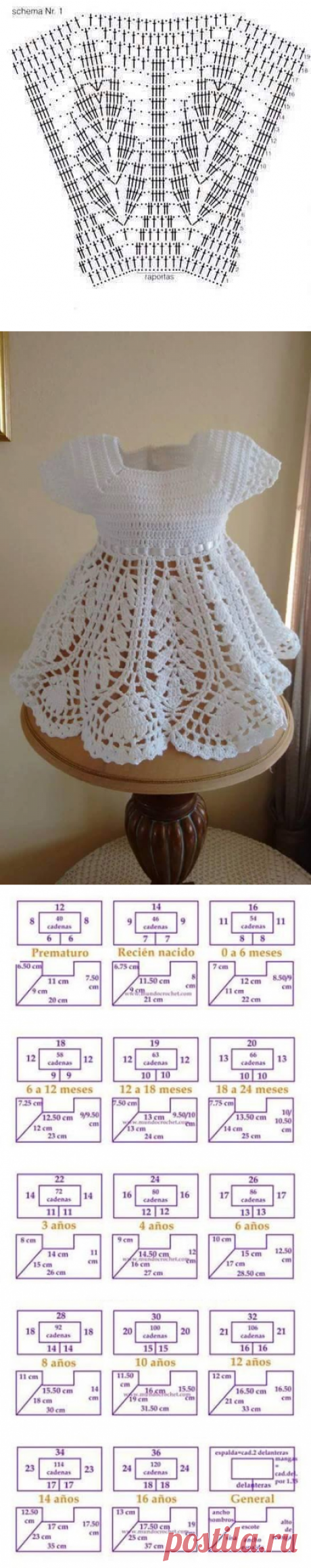 Very elegant this dress in crochet yarn. with measures for each age. look | FREE PATTERNS