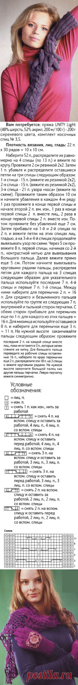 Перчатки спицами