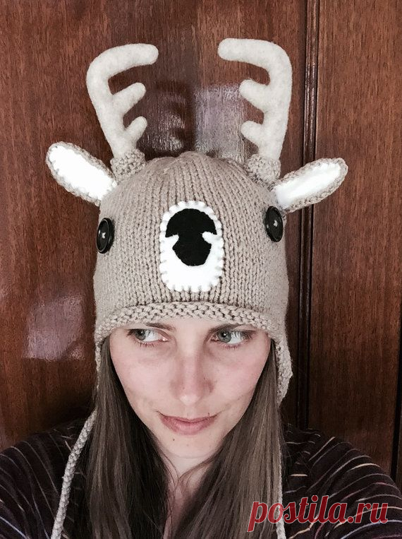 DEER hand knit hat bobcat hats от bobcathats на Etsy