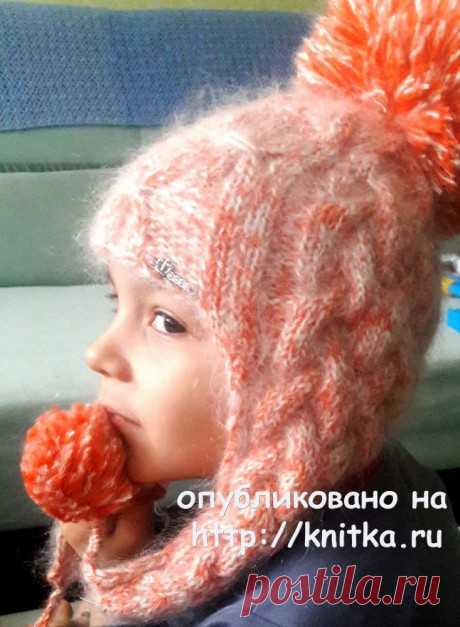 Комплект: шапка – ушанка и шарф – хомут для девочки, Вязание для детей