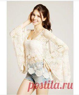 блузка батик Аватар - более детальную картину о 2014 новых моде Чистая длинными рукавами пуловеры рубашка крючком полые битой свободные рубашки Женщины тройник лучших кружево Блузка Картинка в Блузы и рубашки от Daidai Mall