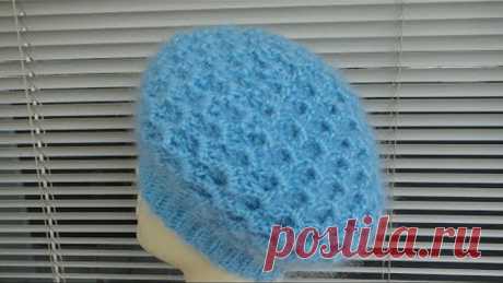 Шапка - берет объемным узором крючком. Crochet hat
