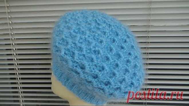 Шапка - берет объемным узором крючком. Crochet hat