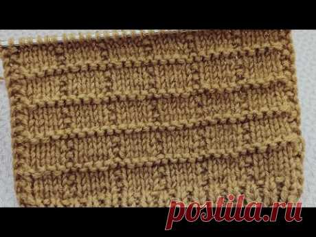 Теневой узор спицами "Кирпичики" поворотными и круговыми рядами.