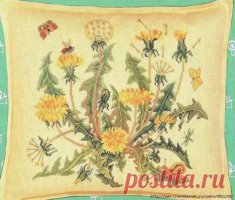 Одуванчики. Вышивка крестом.