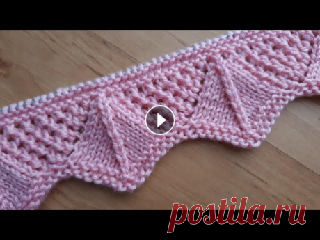 Красивая ажурная кайма спицами для кардигана платья, юбки, туники. Красивая ажурная кайма спицами для кардигана, платья, туники, жилета. Другие узоры спицами по ссылке #вязаниеспицами #узорыспицами #азбукавязанияотоль...