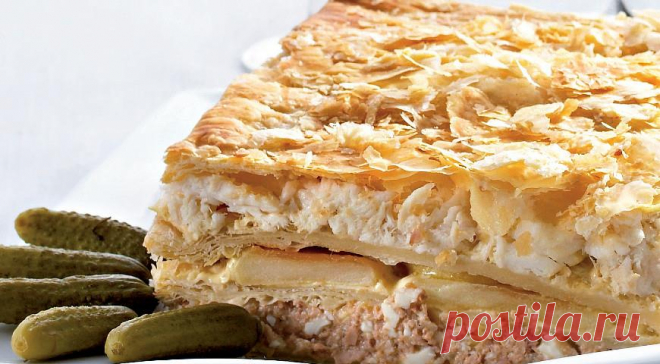 Закусочный Наполеон с печенью трески, зубаткой и яблоками, пошаговый рецепт с фото
