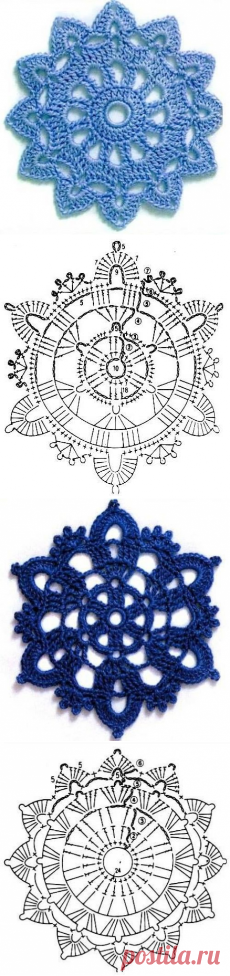 Две маленькие ажурные салфетки крючком