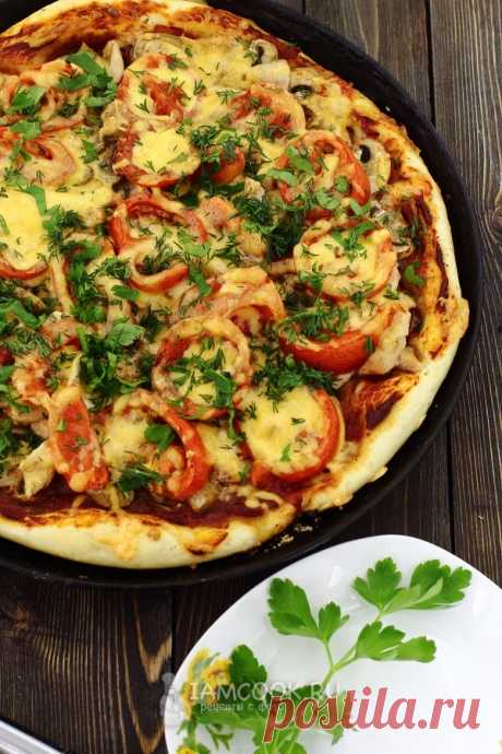 Пицца с курицей и грибами