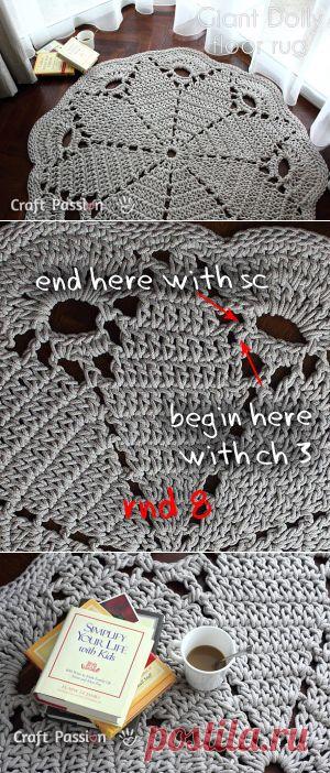 Гигантский салфетка коврик - Бесплатный шаблон вязание крючком