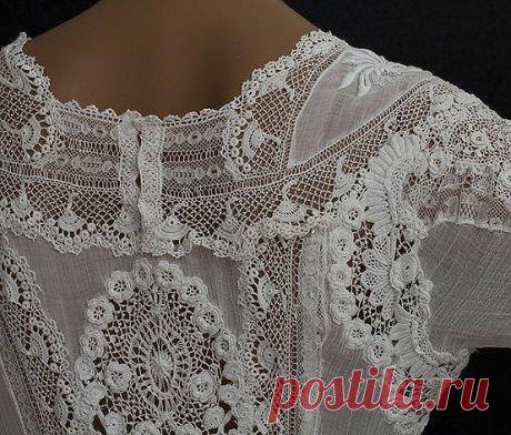 Beautiful crocheted lace on vintage top. | My IRISH LACE museum