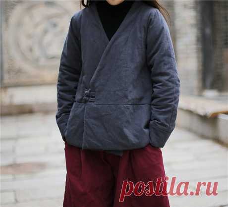 Vintage Double Breasted V-Neck Loose Jackets 2020 Warm Solid Color Pl – Omychic