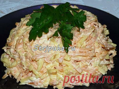 Морковный салат с сыром и чесноком — Готовим дома