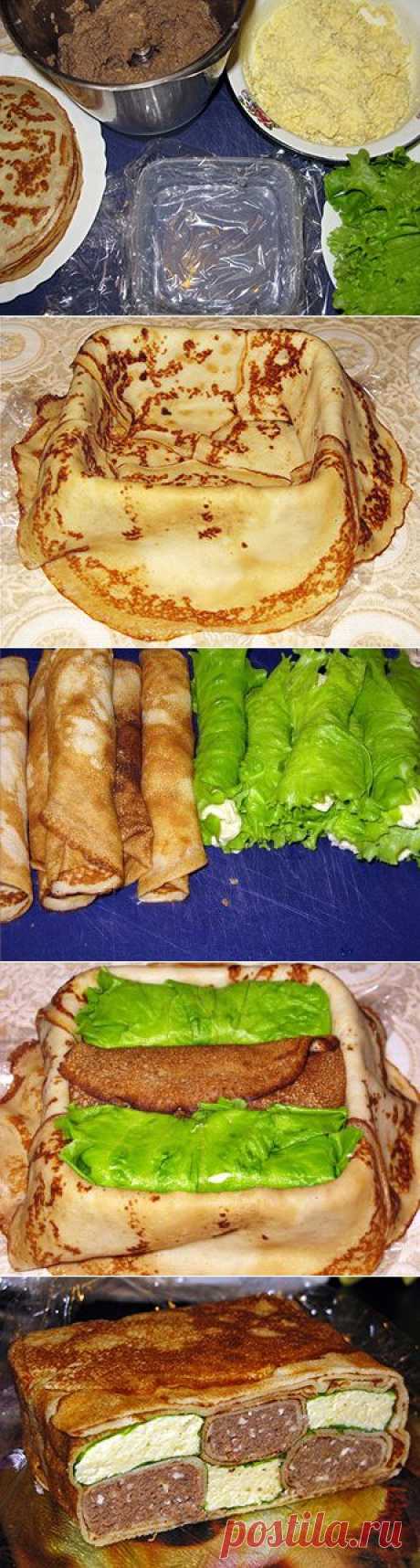 эффектная блинная закуска &quot;Шахматы&quot;