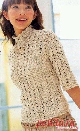 . Джемпер для дочери к первому сентября (крючок) Здравствуйте Страномамочки-рукодельницы! Задумала я связать джемпер-блузку-кофточку для своей доченьки.