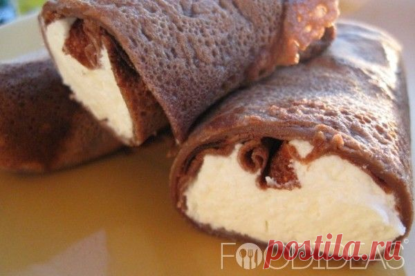 Шоколадные блины с творогом.