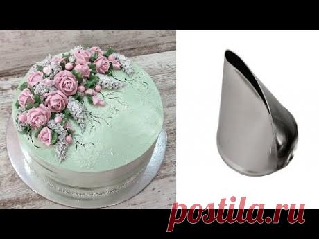 Быстрое УКРАШЕНИЕ большого торта самыми ПРОСТЫМИ НАСАДКАМИ! Украшение БЗК!