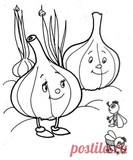 Раскраски чеснока скачать или распечатать