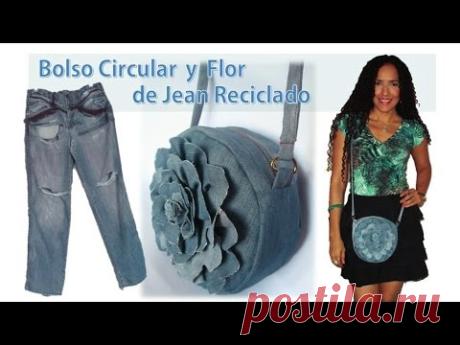 Bolso Circular y Flor - de Jean Reciclado - Tutorial de SANDRA PADILLA