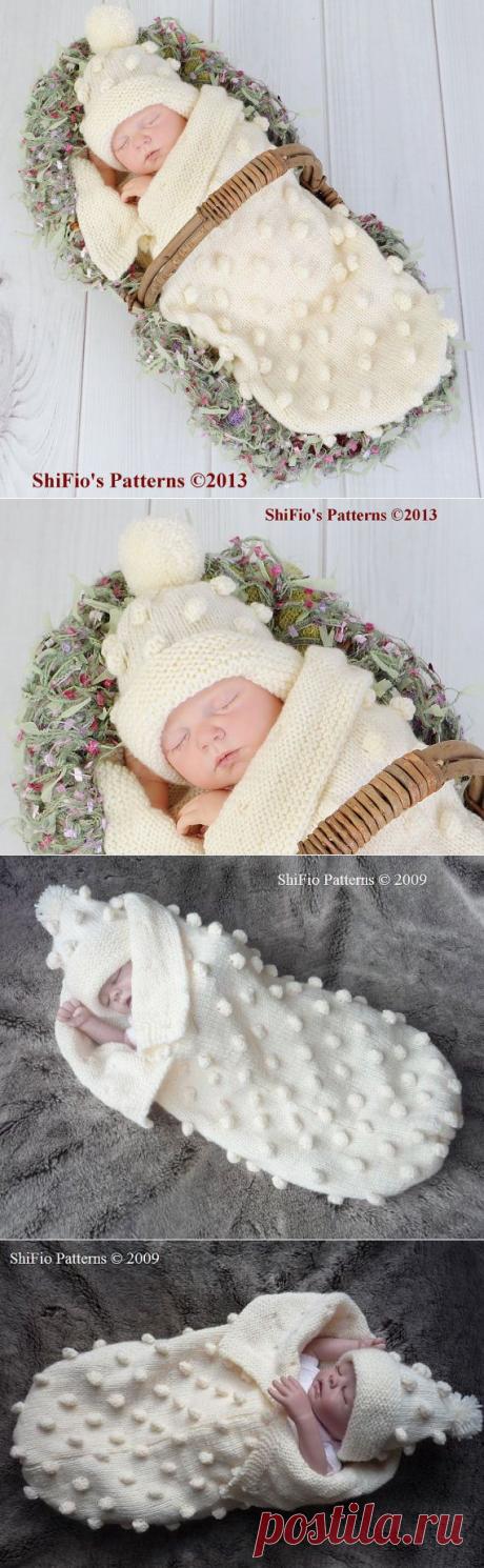 KNITTING PATTERN For Baby Bobble Cocoon Papoose & Hat in от shifio