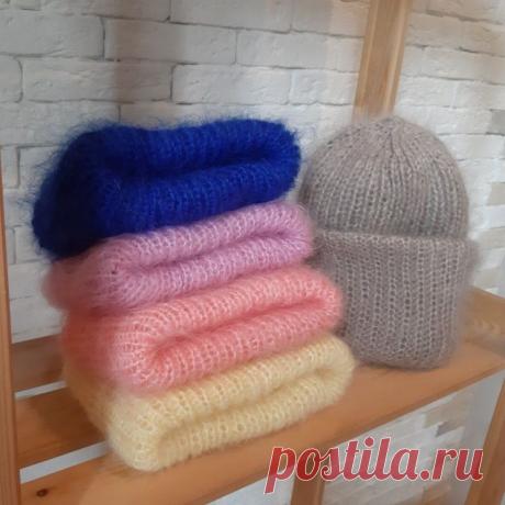 ШАПКА ИЗ МОХЕРА ЗА 2 ЧАСА (Вязание спицами) – Журнал Вдохновение Рукодельницы