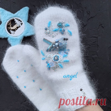 Очаровательная вышивка на варежках 
Автор: angel_brooch