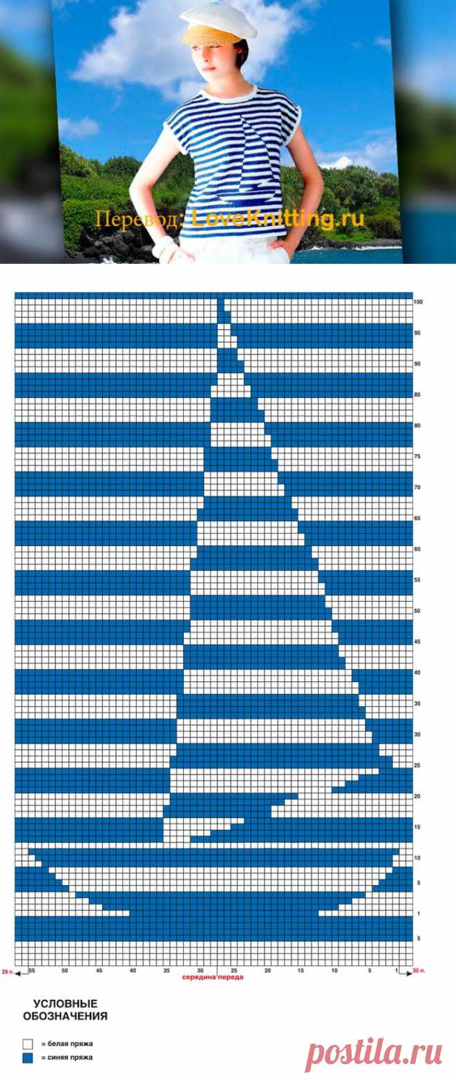 Пуловер с парусником | Loveknitting.ru