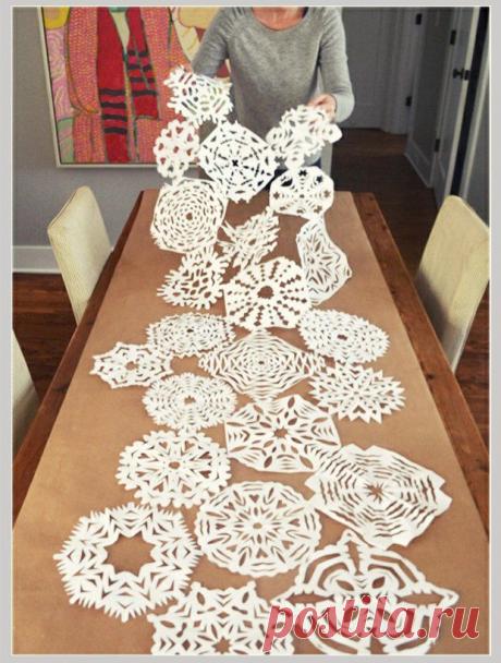 Новогодняя скатерть из бумажных снежинок | Вкусный год с Анной Людковской