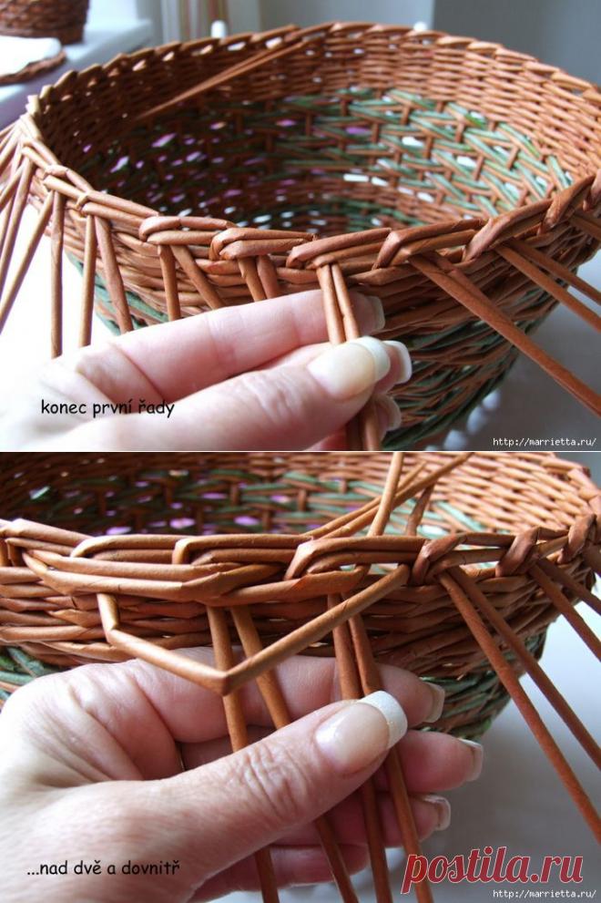 Плетение из газет. Как закрыть край двойной косичкой. Мастер-класс и идеи.