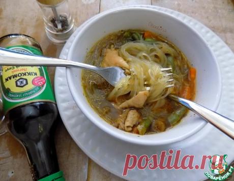 Овощной суп с курицей и фунчозой – кулинарный рецепт