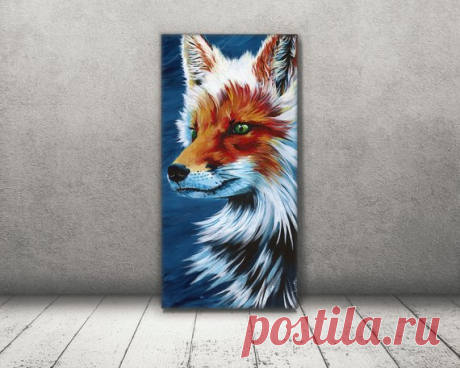 Fox print - Fox Canvas - Fox art - Fox painting  - Fox wall art - Fox Gift - woodland art - Gift For Mom - Fox - Fox Painting for Nursery Fox canvas art print Vulpes  It is difficult to put into words the overwhelming emotion that floods me when I see a fox, inquisitive, intelligent, playful and mischievous what a beautiful spirit to posses, we are so lucky to have them among us and any encounters are to be truly cherished &lt;3 ·