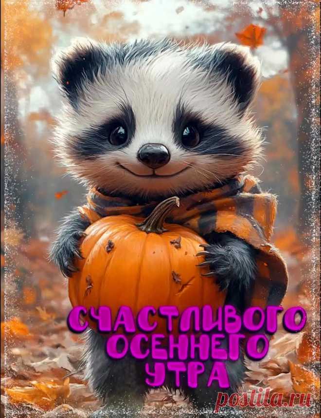 Открытка доброго осеннего утра счастливого