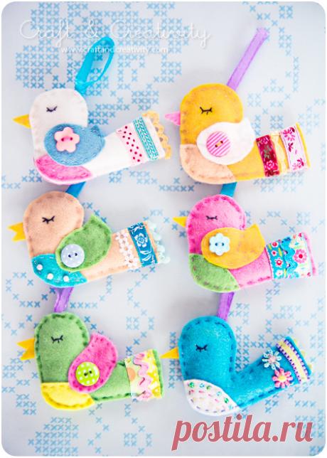 Очаровательные птички из фетра. Мастер-классы. Выкройки.