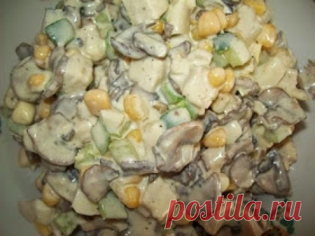Самые вкусные рецепты: Салат с курицей и грибами
