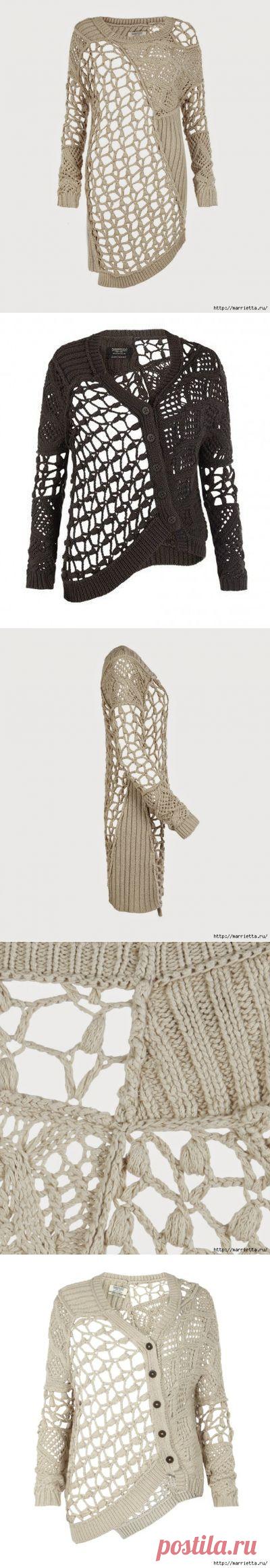 Стильный жакет и платье крючком и спицами