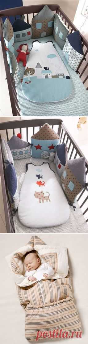 Домики для бортиков кроватки и конверт на прохладную погоду для малютки - Рукоделие