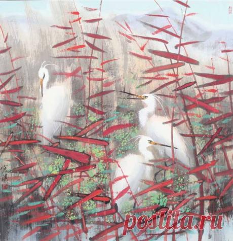 Нежные акварельки Du Hongqi.