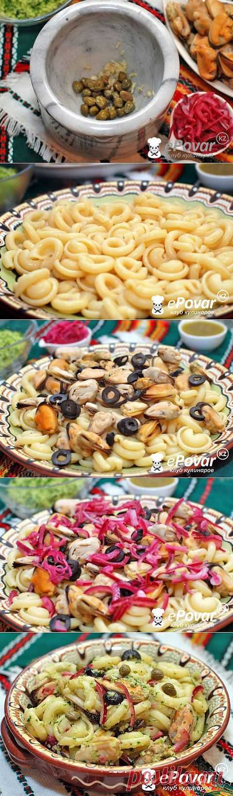 Паста с мидиями и каперсами — Рецепт приготовления с фото — Рецепты салатов, Салаты с морепродуктами